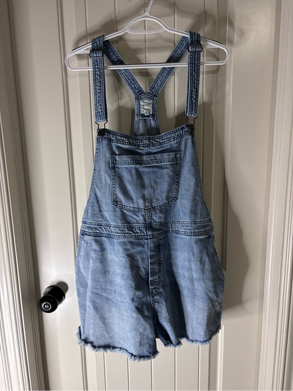 aerie Light Blue Denim Short Overalls